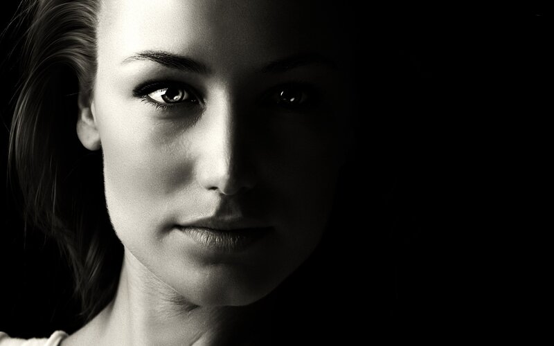 black and white portrait of woman