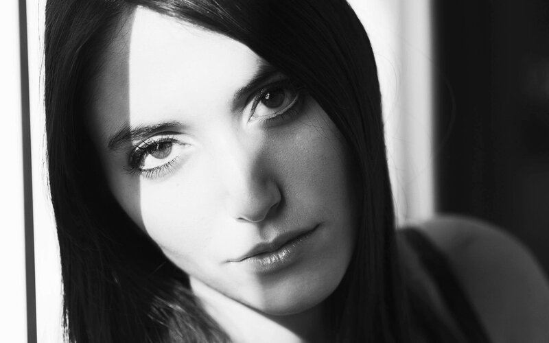 black and white portrait of woman