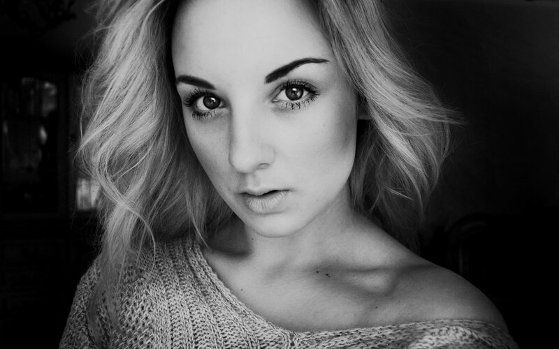 black and white portrait of woman
