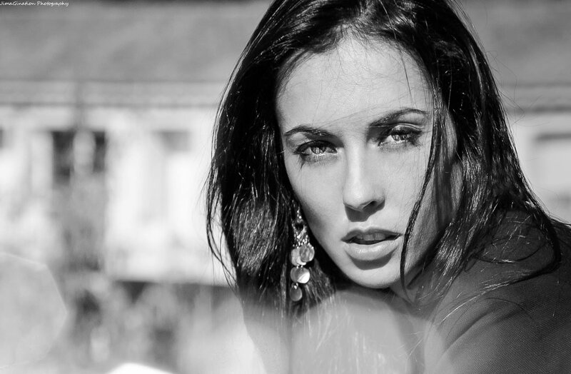 black and white portrait of woman