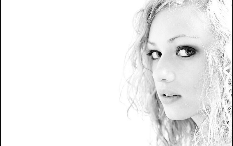 black and white portrait of woman