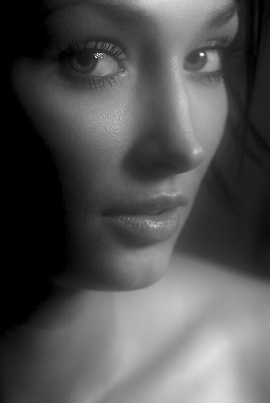 black and white portrait of woman
