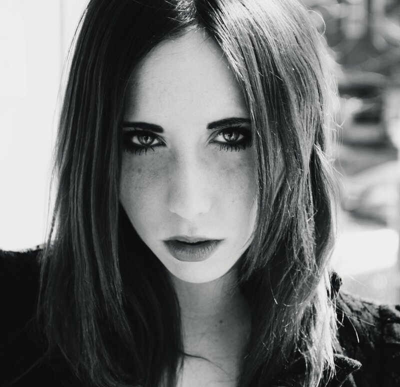black and white portrait of woman