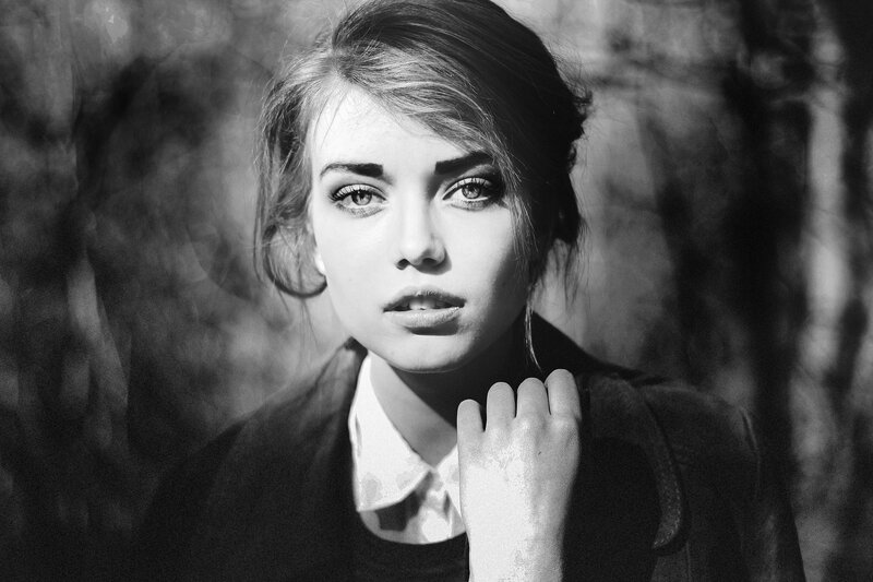 black and white portrait of woman