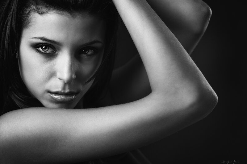 black and white portrait of woman