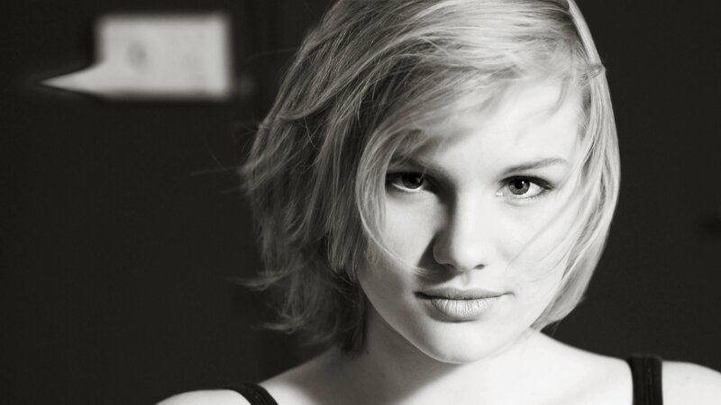 black and white portrait of woman