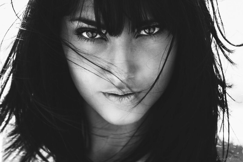 black and white portrait of woman