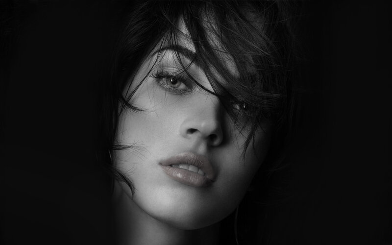 black and white portrait of woman