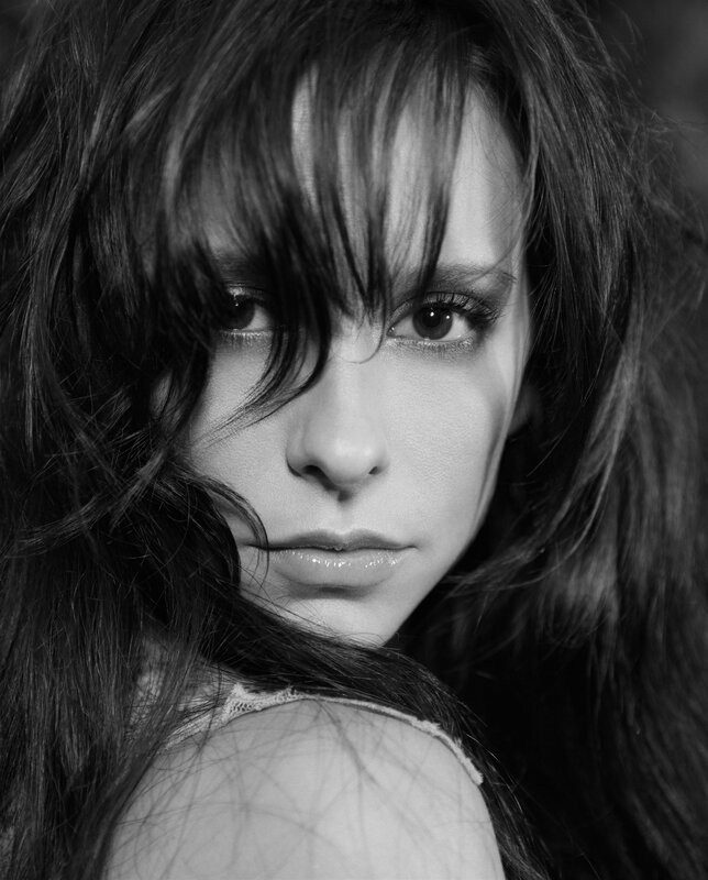 black and white portrait of woman