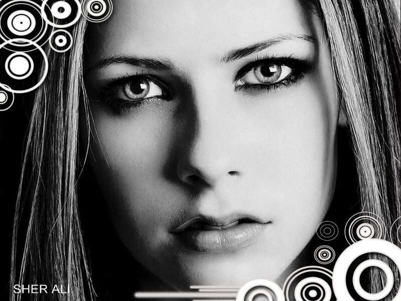 black and white portrait with circles
