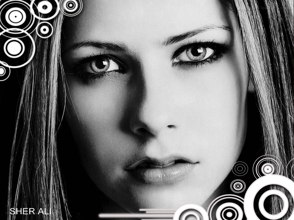 black and white portrait with circles
