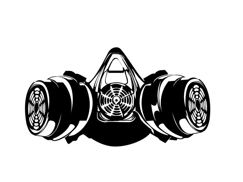 black and white respirator mask