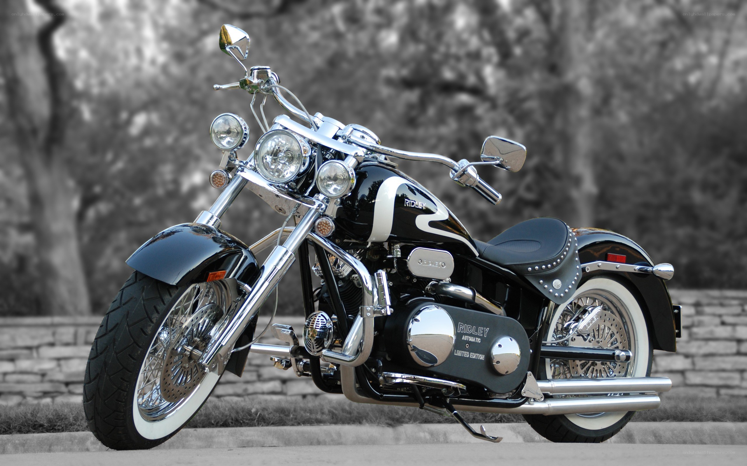 Black and white Ridley motorcycle