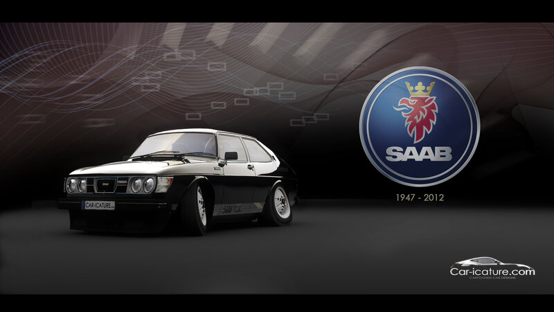 Black and White Saab Car