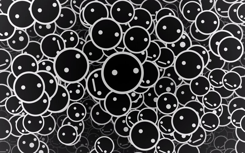 black and white smiley faces