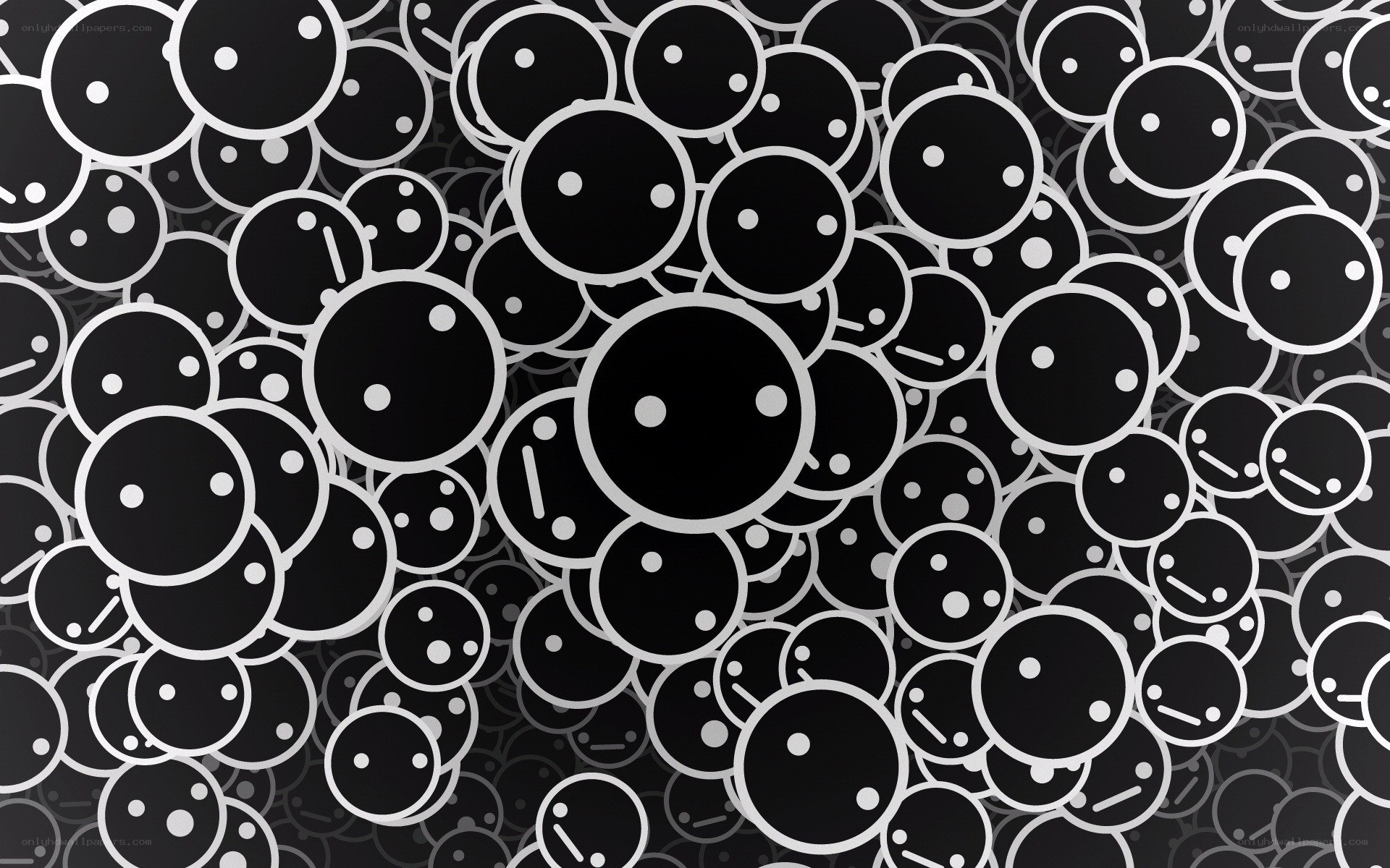 black and white smiley faces