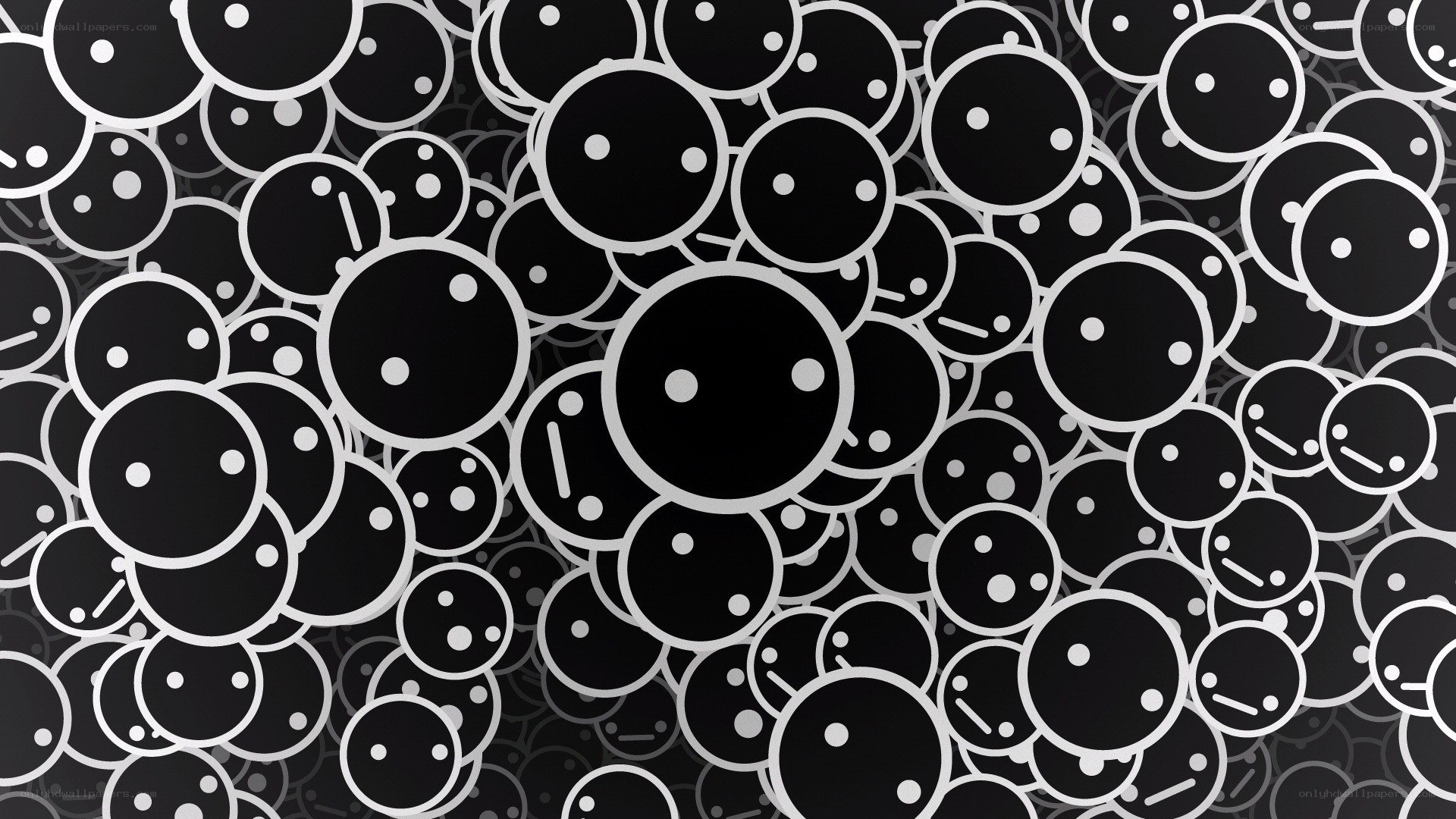 black and white smiley faces