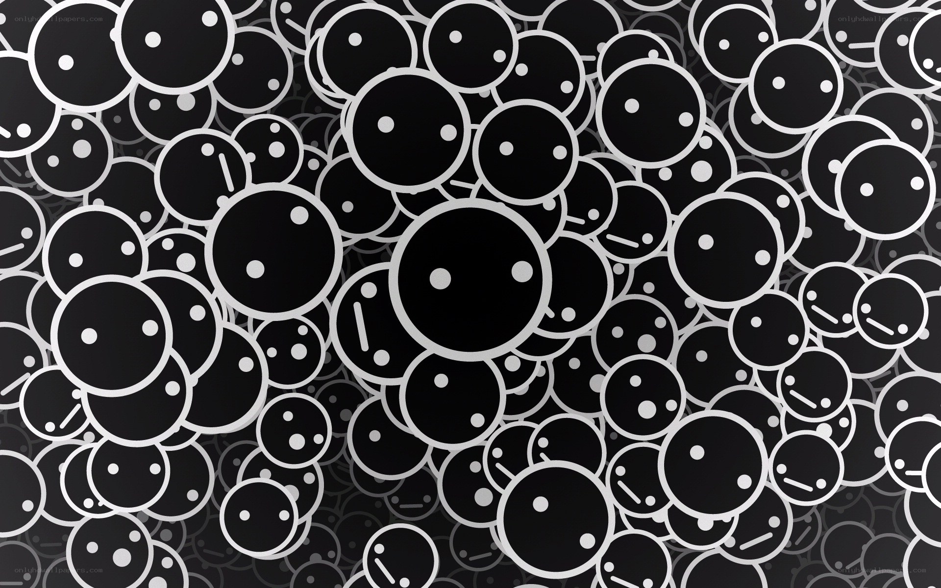 black and white smiley faces