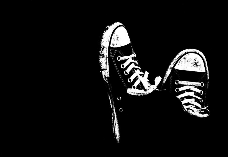 Black and White Sneakers — Dramatic, Illustration