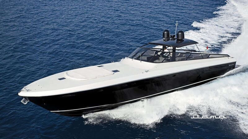 Black and White Speedboat — Blue