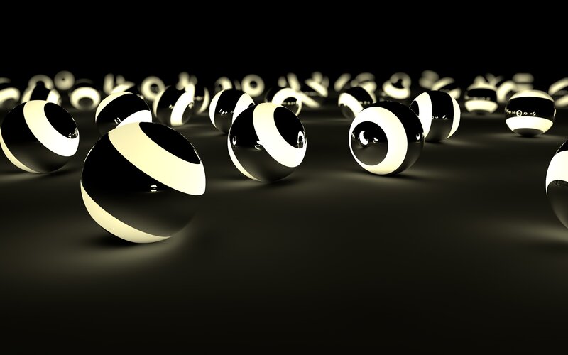 Black and White Spheres — Dramatic, 3d Render, Light