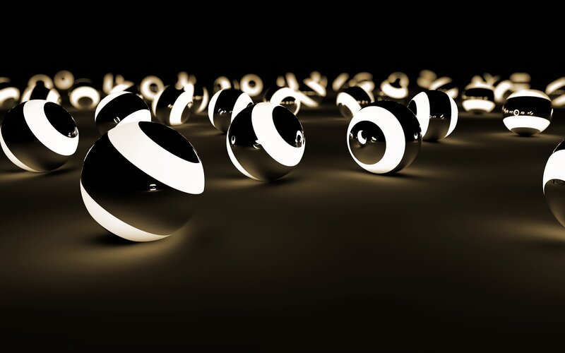 Black and White Spheres — Dramatic, 3d Render