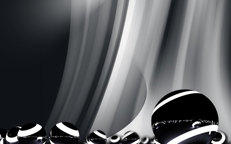Black and White Spheres — Dramatic, Abstract, Curved Lines