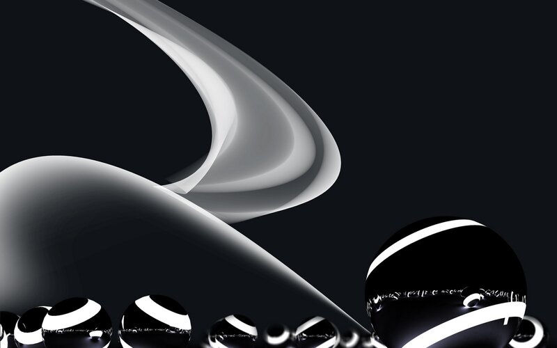 Black and White Spheres — Minimalist, Abstract