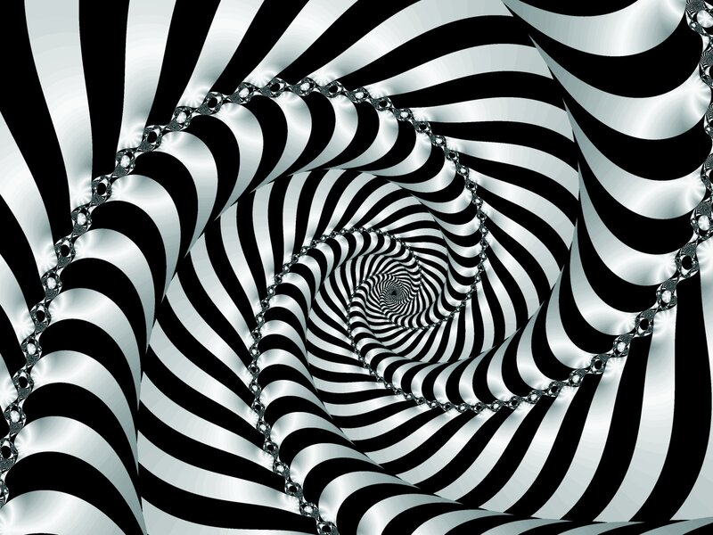 Black and White Spiral — Hypnotic, Abstract, Stripes, Chain