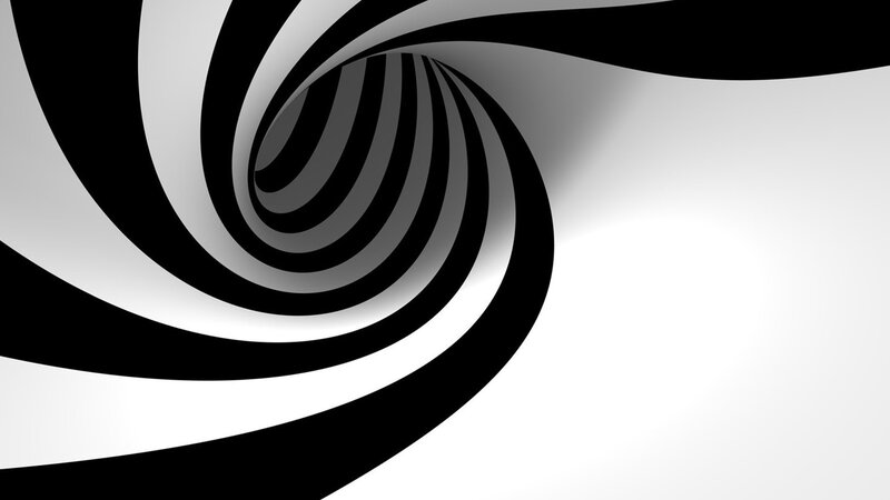 Black and White Spiral — Hypnotic, Abstract, Tunnel