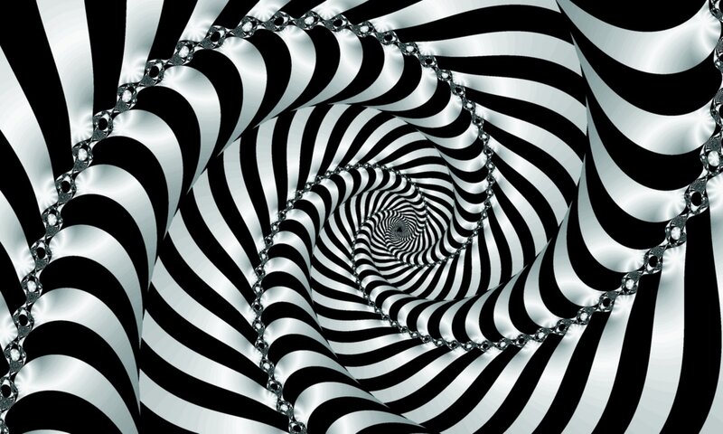 Black and White Spiral Pattern — Hypnotic, Abstract, Stripes, Chain
