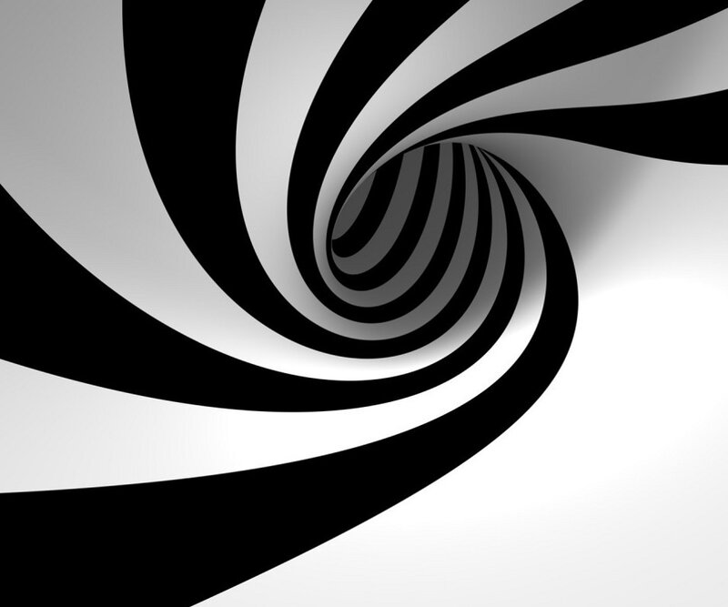 black and white spiral tunnel