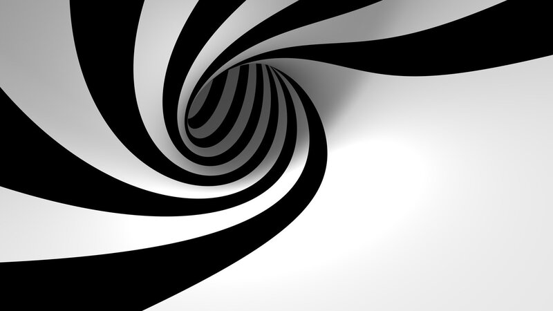 black and white spiral tunnel