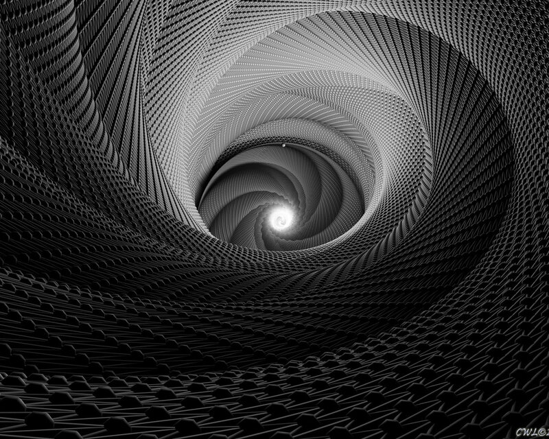 Black and White Spiral Tunnel — Abstract