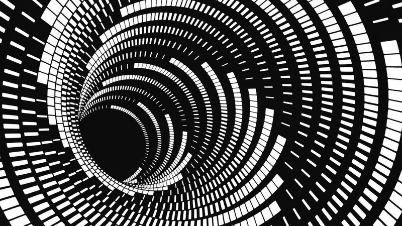 Black and White Spiral Tunnel — Hypnotic, Abstract, Circles