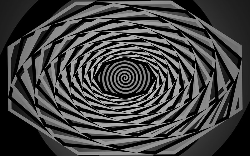 Black and White Spiral Tunnel — Hypnotic, Abstract, Optical Illusion