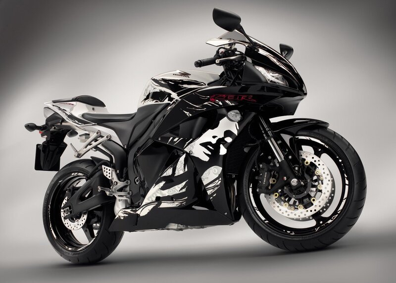 black and white sport motorcycle