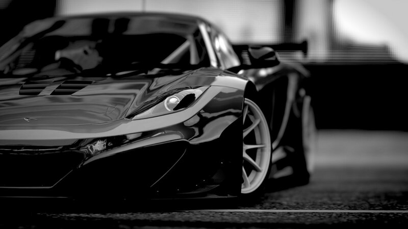 black and white sports car