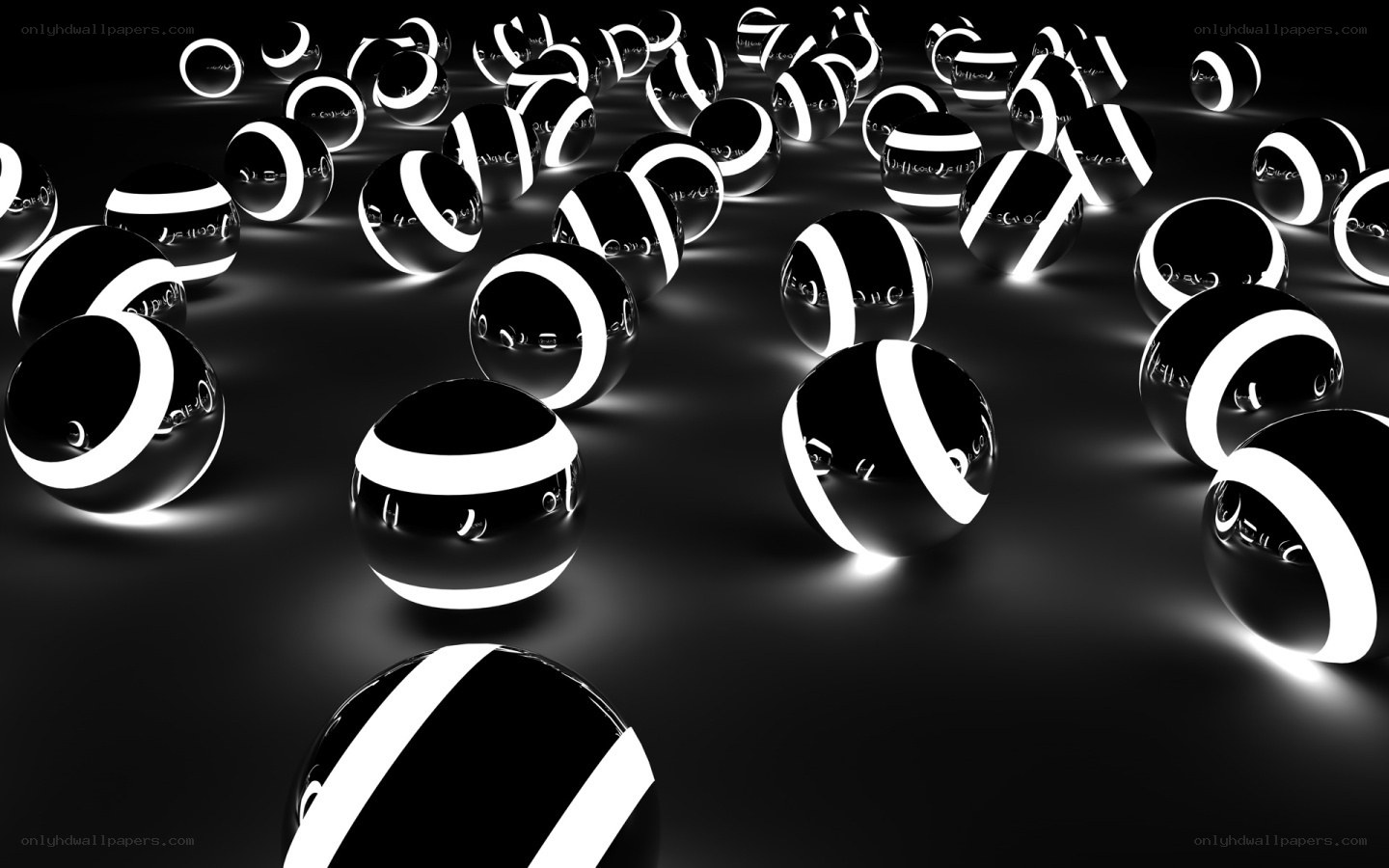 black and white striped spheres