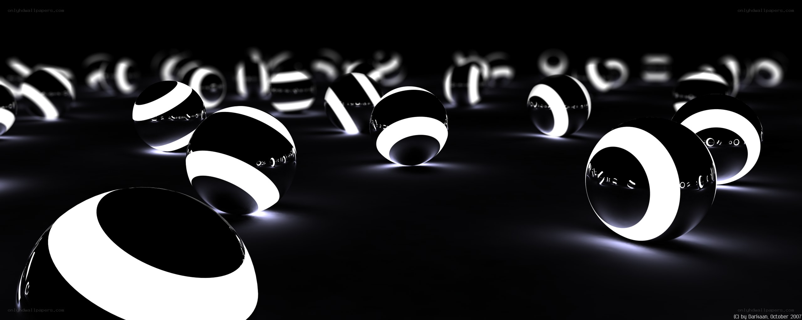 Black and white striped spheres