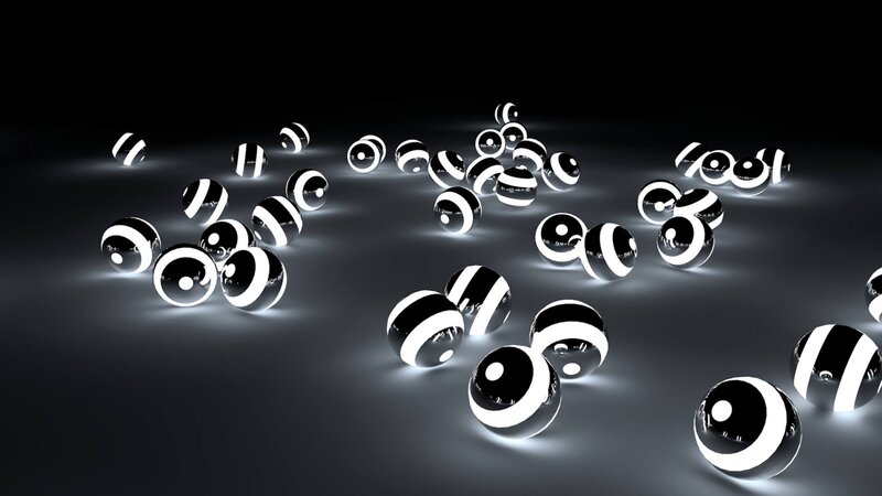 Black and White Striped Spheres — Abstract, 3d Render, Light, Dark Surface