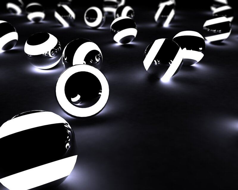 Black and White Striped Spheres — Abstract, 3d Render, Light