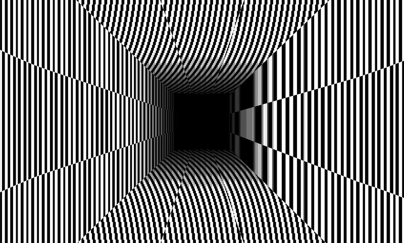 Black and White Striped Tunnel — Hypnotic, Abstract
