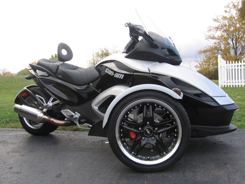 Black and White Three-wheeled Motorcycle