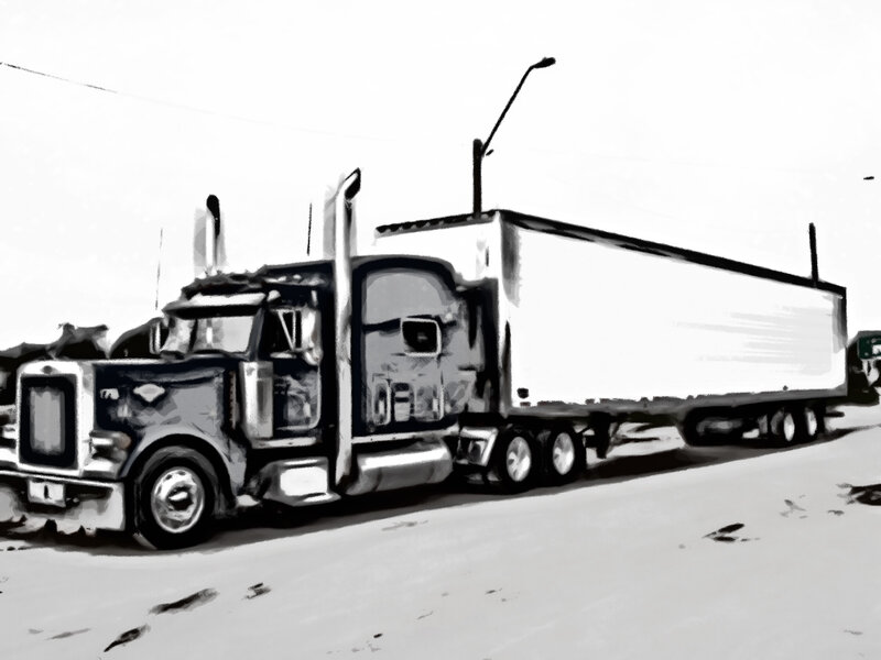 black and white truck illustration