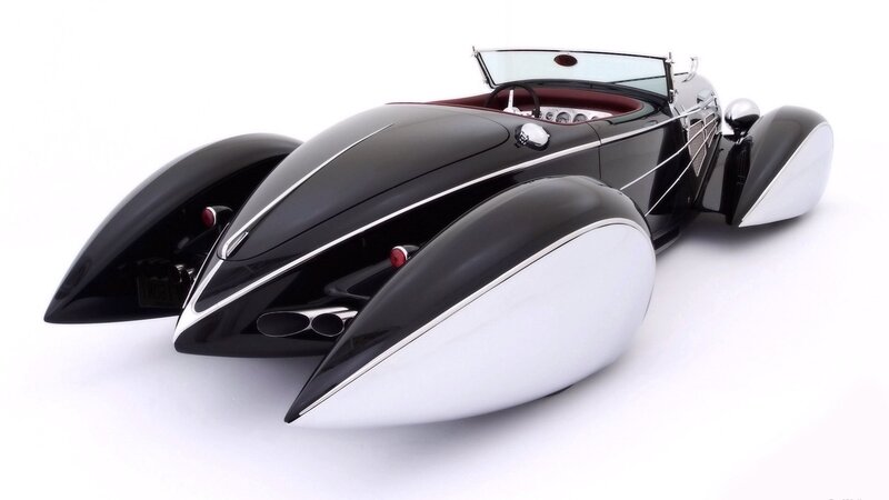 Black and white vintage car