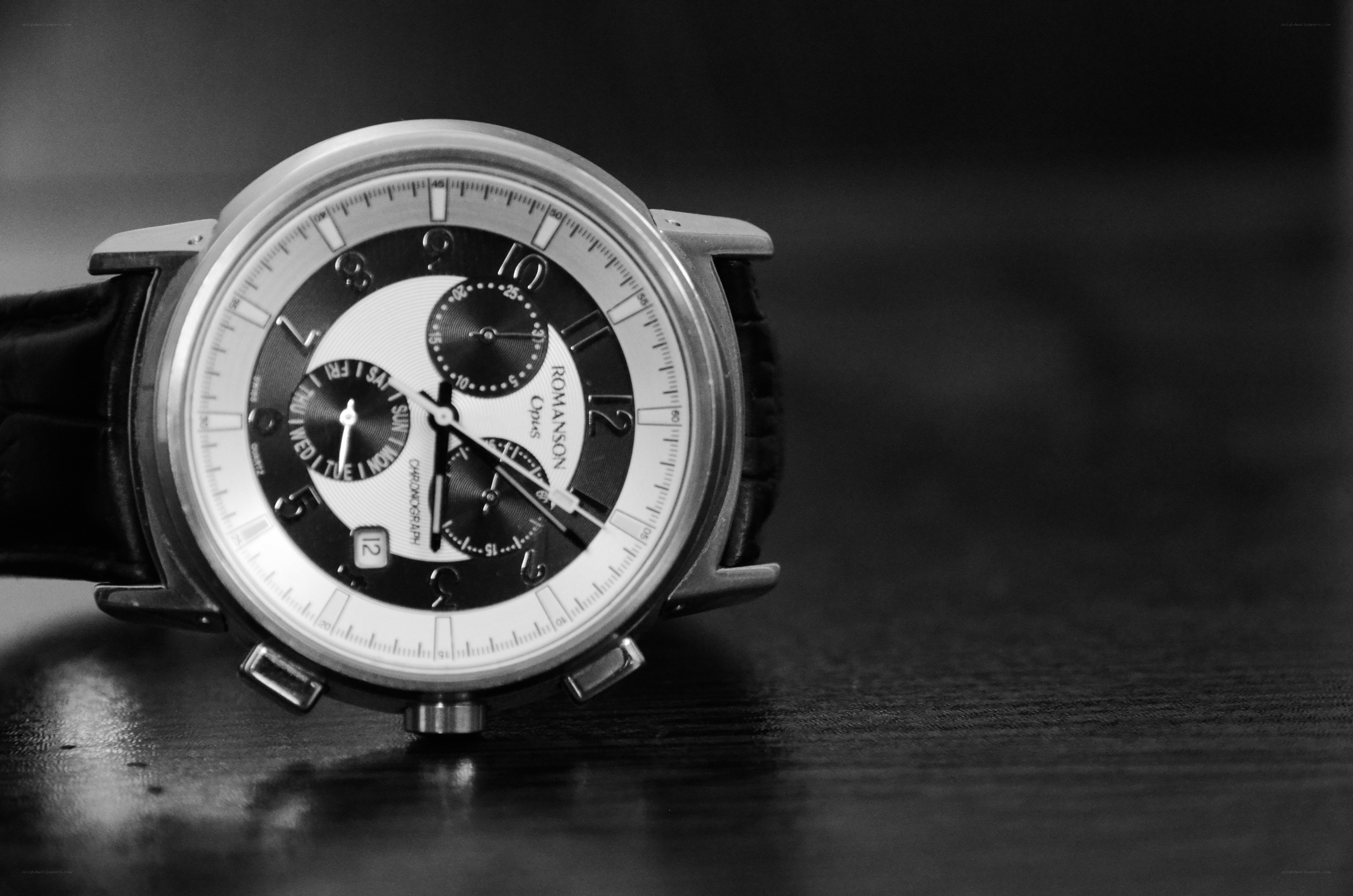 black and white watch close-up
