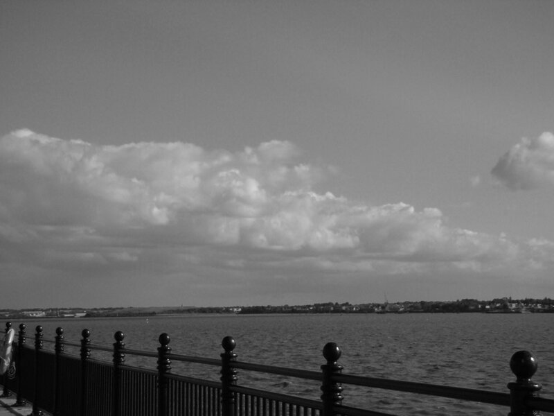 Black and White Waterfront View