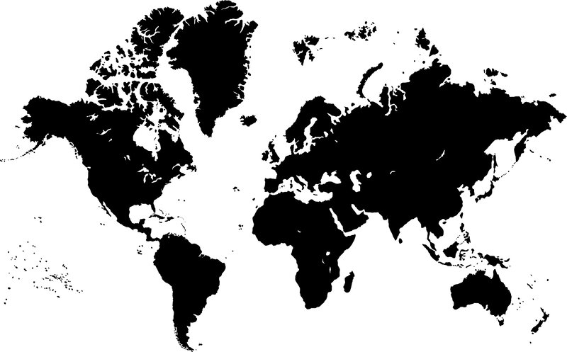 black and white world map