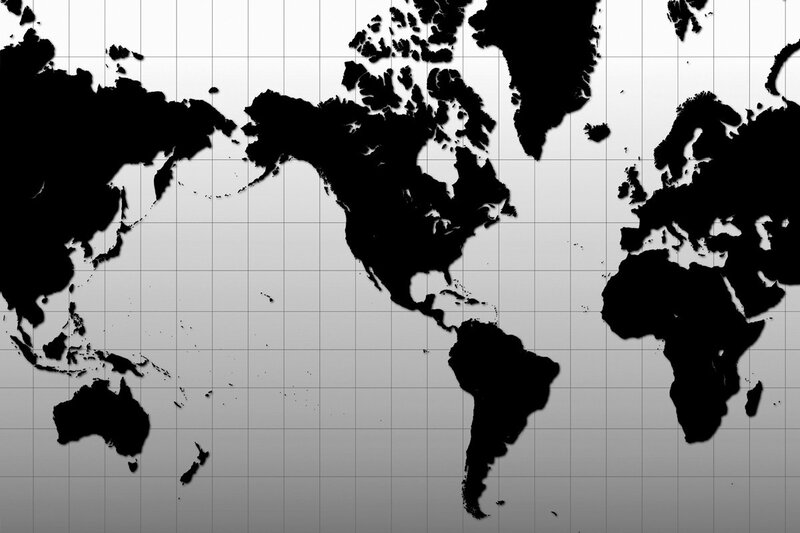 black and white world map